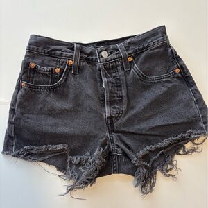 Levi's Charcoal Frayed Denim Shorts